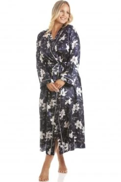 Camille Womens Lily Floral Navy Print Long Length Wrap
