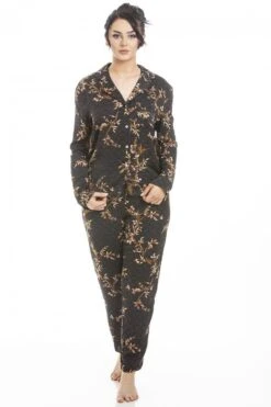 Camille Womens Long Sleeve Floral Satin Pyjama Set Gold -Camille Sales Store camille womens long sleeve floral satin pyjama set gold p3737 46389 medium