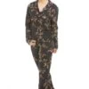 Camille Womens Long Sleeve Floral Satin Pyjama Set Gold