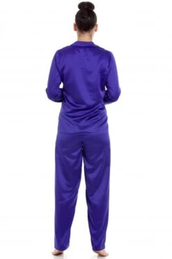 Camille Camille Womens Long Sleeve Plain Satin Pyjama Set Purple -Camille Sales Store camille womens long sleeve plain satin pyjama set purple p3738 46509 medium