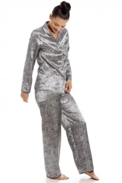 Camille Camille Womens Long Sleeve Satin Snow Leopard Pyjama Set -Camille Sales Store camille womens long sleeve satin snow leopard pyjama set p3747 46656 medium
