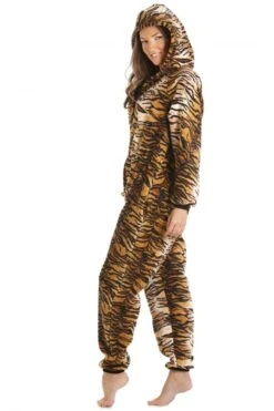 Camille Womens Luxury Gold Tiger Print Hooded All In One Onesie -Camille Sales Store camille womens luxury gold tiger print hooded all in one onesie p1574 11418 medium