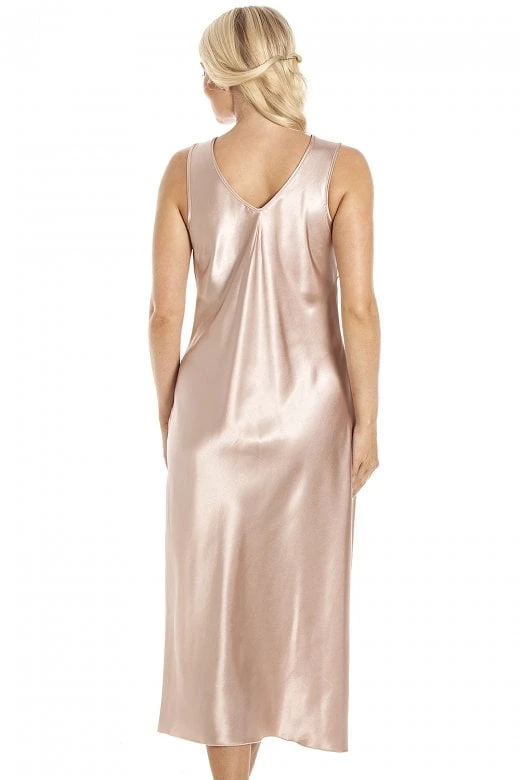 Camille Womens Luxury Mocha Satin Lace Chemise 5 Camille Womens Luxury Mocha Satin Lace Chemise - Image 3