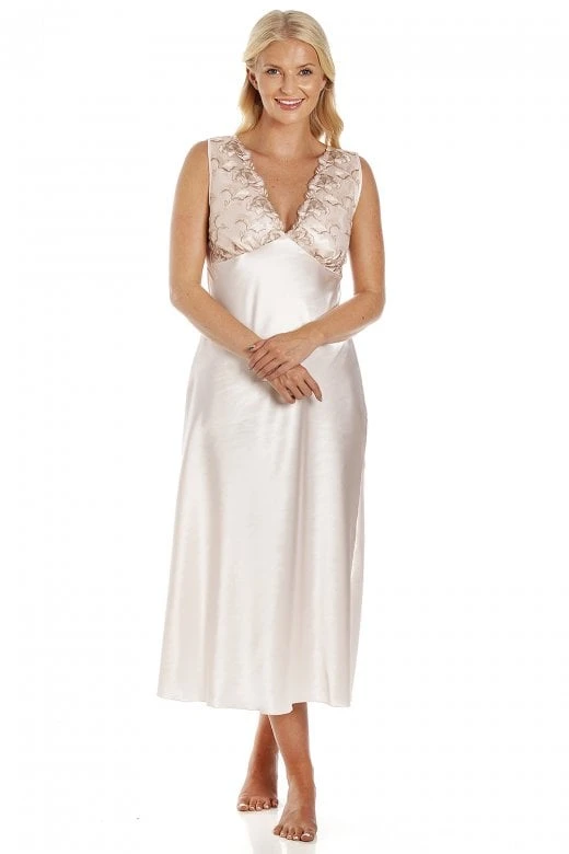 Camille Womens Luxury Peach Satin Lace Chemise 3 Camille Womens Luxury Peach Satin Lace Chemise