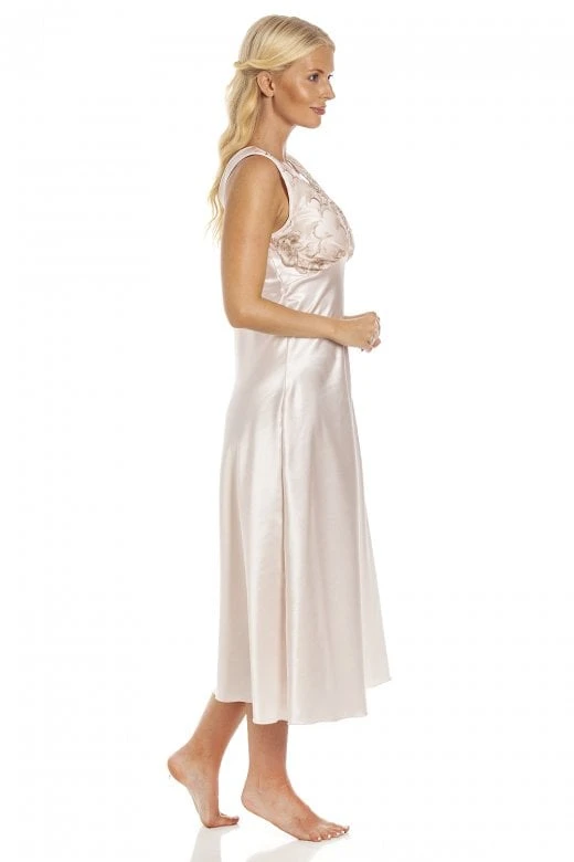 Camille Womens Luxury Peach Satin Lace Chemise 6 Camille Womens Luxury Peach Satin Lace Chemise - Image 4