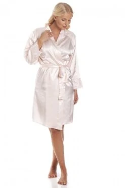 Camille Womens Luxury Peach Short Satin Wraps