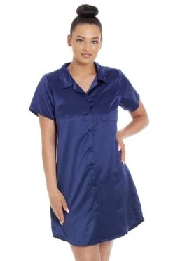 Camille Camille Womens Luxury Plain Satin Nightshirts