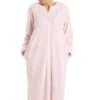 Camille Womens Luxury Soft Fleece Pink Housecoat