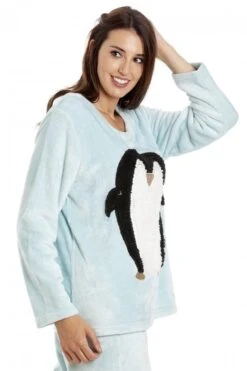Camille Womens Mint Supersoft Fleece Penguin Character Pyjama Set -Camille Sales Store camille womens mint supersoft fleece penguin character pyjama set p3512 36534 medium