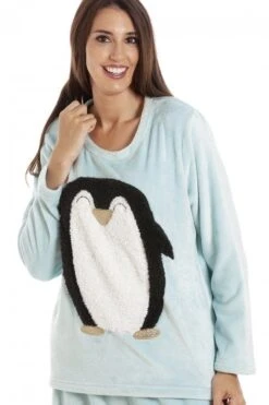 Camille Womens Mint Supersoft Fleece Penguin Character Pyjama Set -Camille Sales Store camille womens mint supersoft fleece penguin character pyjama set p3512 36540 medium