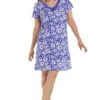 Camille Womens Navy Blue Floral Cotton Nightdress