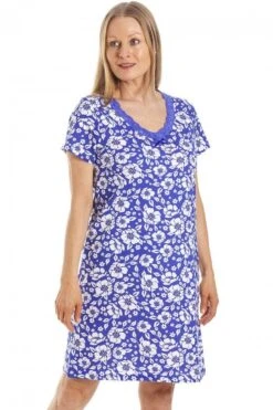 Camille Womens Navy Blue Floral Cotton Nightdress -Camille Sales Store camille womens navy blue floral cotton nightdress p3678 44842 medium