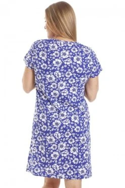 Camille Womens Navy Blue Floral Cotton Nightdress -Camille Sales Store camille womens navy blue floral cotton nightdress p3678 44848 medium