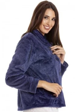 Camille Womens Navy Button Up Rose Embossed Bed Jacket -Camille Sales Store camille womens navy button up rose embossed bed jacket p3509 36456 medium