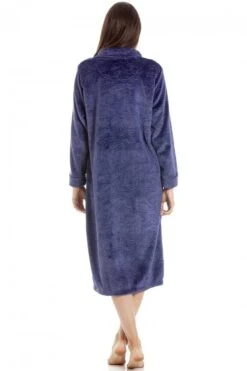 Camille Womens Navy Rose Embossed Button Up Housecoat -Camille Sales Store camille womens navy rose embossed button up housecoat p3505 36391 medium