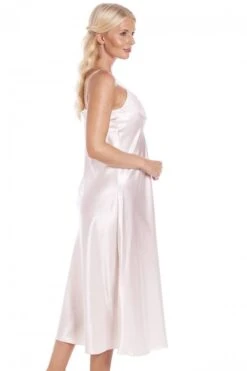 Camille Womens Peach Long Thin Strap Satin Chemise -Camille Sales Store camille womens peach long thin strap satin chemise p3917 54732 medium