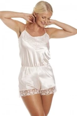 Camille Womens Peach Satin Cami Playsuit -Camille Sales Store camille womens peach satin cami playsuit p3909 54261 medium