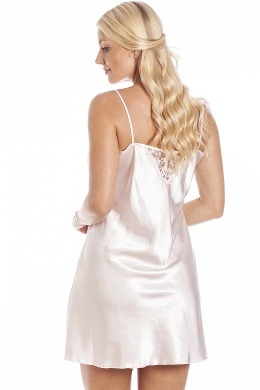 Camille Womens Peach Short Thin Strap Satin Chemise 4 Camille Womens Peach Short Thin Strap Satin Chemise - Image 2