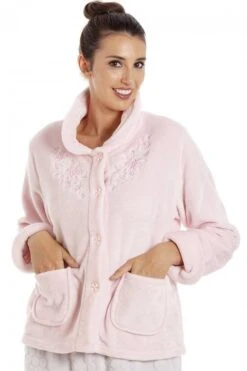 Camille Camille Womens Pink Button Bed Jacket