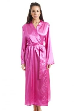 Camille Womens Pink Luxury Satin Dressing Gown