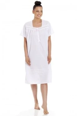Camille Camille Womens Pink Polka Dot White Short Sleeve Nightdress
