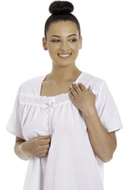 Camille Camille Womens Pink Polka Dot White Short Sleeve Nightdress -Camille Sales Store camille womens pink polka dot white short sleeve nightdress p3794 47943 medium