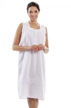 Camille Camille Womens Pink Polka Dot White Sleeveless Nightdress