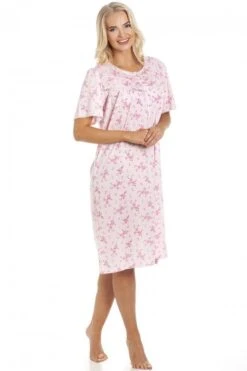 Camille Womens Pink Polycotton Short Sleeve Floral Nightdresses -Camille Sales Store camille womens pink polycotton short sleeve floral nightdresses p3567 40673 medium