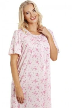 Camille Womens Pink Polycotton Short Sleeve Floral Nightdresses -Camille Sales Store camille womens pink polycotton short sleeve floral nightdresses p3567 40681 medium