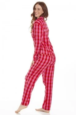 Camille Womens Pink & Red Checkered Flannel Pyjama Set -Camille Sales Store camille womens pink red checkered flannel pyjama set p3782 48018 medium