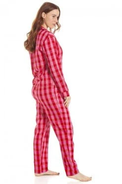 Camille Womens Pink & Red Checkered Flannel Pyjama Set -Camille Sales Store camille womens pink red checkered flannel pyjama set p3782 48020 medium