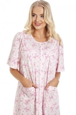 Camille Womens Pink Short Sleeve Button Up Floral Nightdress -Camille Sales Store camille womens pink short sleeve button up floral nightdress p3571 40785 medium