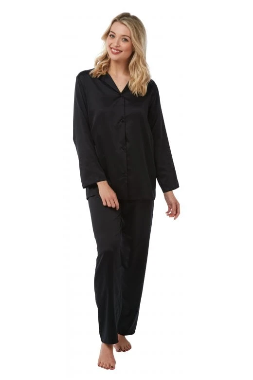 Camille Camille Womens Plain Pyjama Set Black 3 Camille Camille Womens Plain Pyjama Set Black