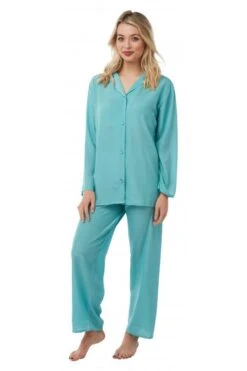 Camille Camille Womens Plain Pyjama Set Green
