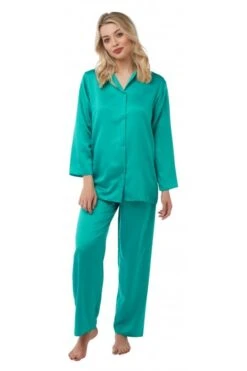 Camille Camille Womens Plain Pyjama Set Turquoise