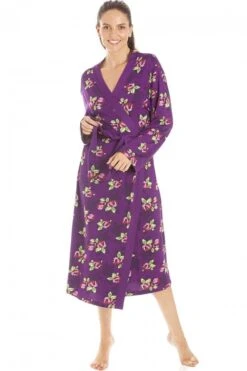 Camille Womens Purple Floral Print Spandex Knee Length Wrap