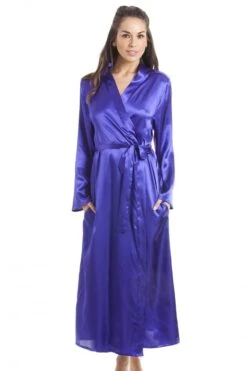 Camille Womens Purple Luxury Satin Dressing Gown