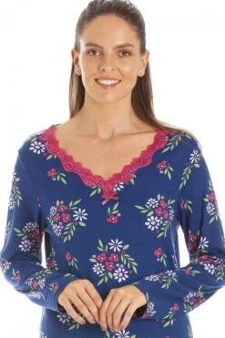 Camille Womens Raspberry Floral Print Spandex Knee Length Long Sleeve Nightdress -Camille Sales Store camille womens raspberry floral print spandex knee length long sleeve nightdress p3646 43575 medium