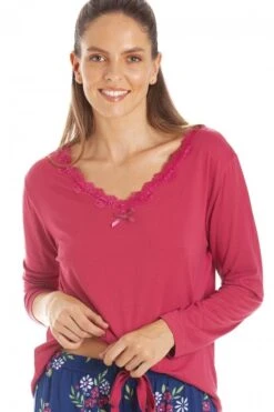 Camille Womens Raspberry Floral Print Spandex Pyjamas 11 Camille Womens Raspberry Floral Print Spandex Pyjamas -Camille Sales Store camille womens raspberry floral print spandex pyjamas p3643 43530 medium