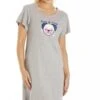 Camille Womens Short Sleeve Light Grey Pug Nightdress