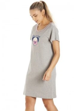 Camille Sales Store -Camille Sales Store camille womens short sleeve light grey pug nightdress p3767 49710 medium