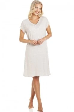 Camille Womens Short Sleeved Dot Nightdress