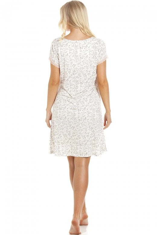Camille Womens Short Sleeved Fern Nightdress 5 Camille Womens Short Sleeved Fern Nightdress - Image 3