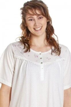 Camille Womens Short Sleeved Polka Dot White Nightdress -Camille Sales Store camille womens short sleeved polka dot white nightdress p3609 42157 medium