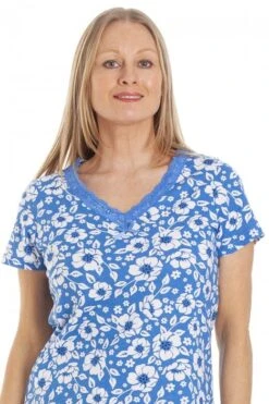 Camille Womens Sky Blue Floral Cotton Nightdress -Camille Sales Store camille womens sky blue floral cotton nightdress p3677 44830 medium