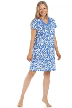 Camille Womens Sky Blue Floral Cotton Nightdress -Camille Sales Store camille womens sky blue floral cotton nightdress p3677 44833 medium