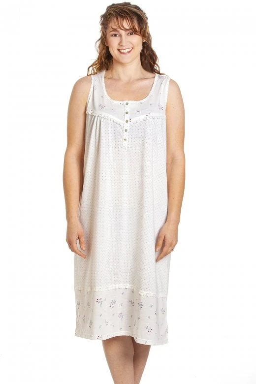 Camille Womens Sleeveless Polka Dot White Nightdress 3 Camille Womens Sleeveless Polka Dot White Nightdress
