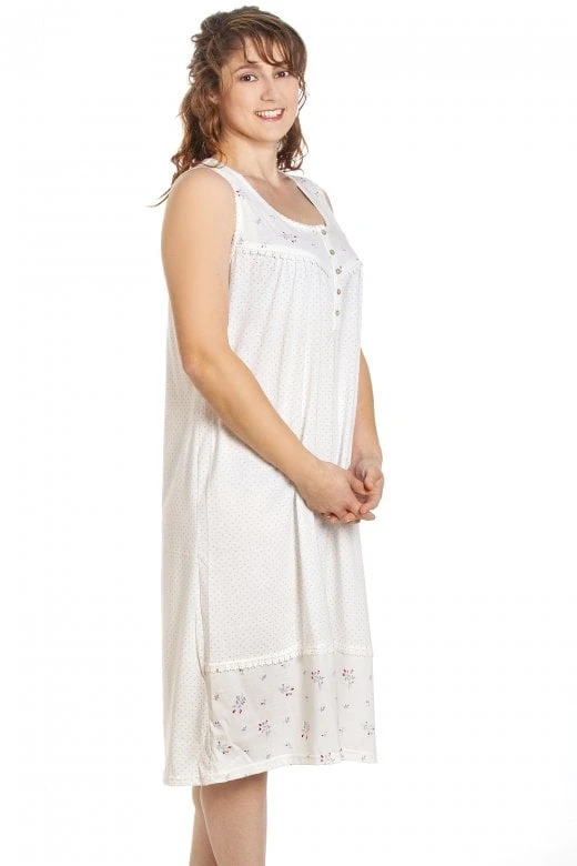 Camille Womens Sleeveless Polka Dot White Nightdress 4 Camille Womens Sleeveless Polka Dot White Nightdress - Image 2