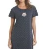 Camille Womens Soft Cotton Owl Print Summer Nightdress Navy