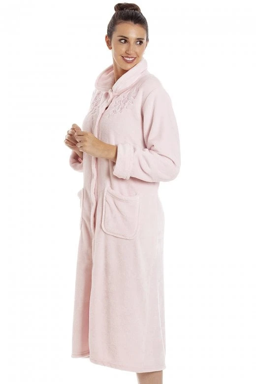 Camille Womens Soft Pink Button Up Housecoats 4 Camille Womens Soft Pink Button Up Housecoats - Image 2